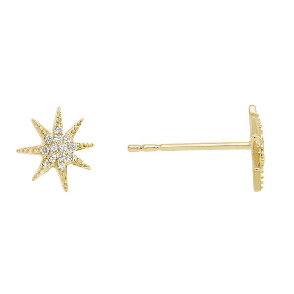 14K Yellow Gold Diamond Star Studs Hildgund Honolulu, HI