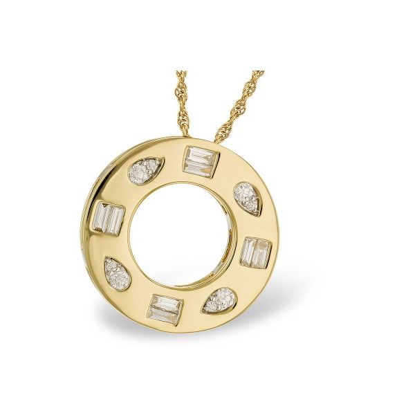 14K Yellow Gold Diamond Circle Pendant  Hildgund Honolulu, HI