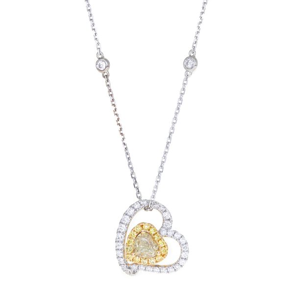 18K White & Yellow Gold Diamond Heart Pendant Hildgund Honolulu, HI