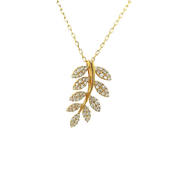 18K Yellow Gold Diamond Leaf Pendant Hildgund Honolulu, HI