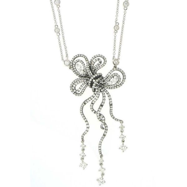 18K White Gold Diamond Drop Necklace Hildgund Honolulu, HI