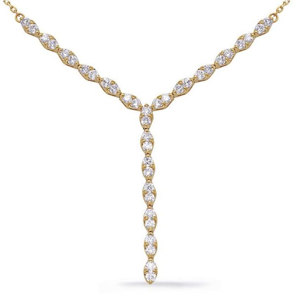 14K Yellow Gold Diamond Y-Necklace Hildgund Honolulu, HI