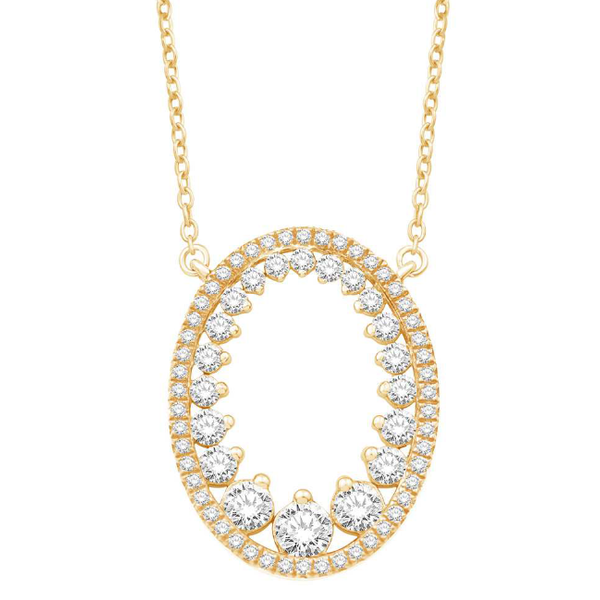 14K Yellow Gold Diamond Oval Pendant Necklace Hildgund Honolulu, HI