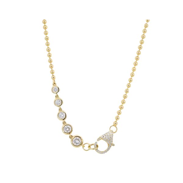 14K Yellow Gold Diamond Bead Necklace Hildgund Honolulu, HI