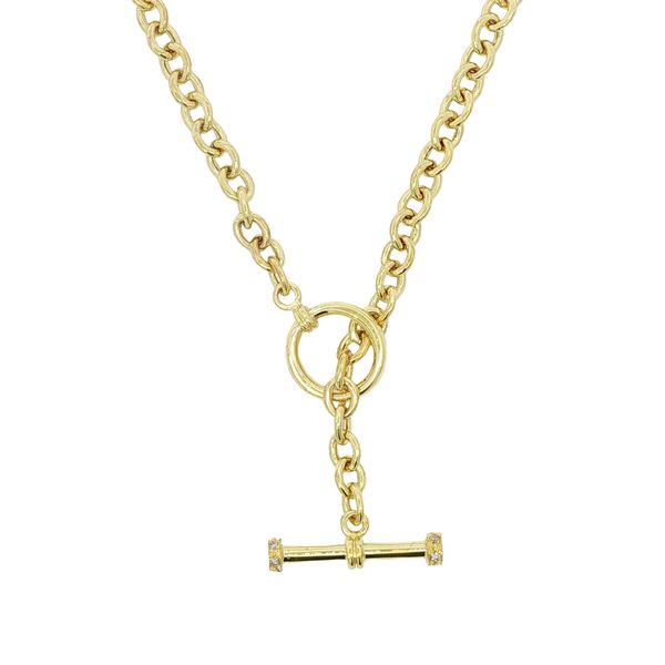 14K Yellow Gold Link Necklace with Diamond Accents Hildgund Honolulu, HI