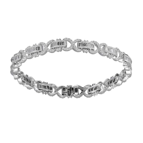 18K White Gold Baguette & Round Diamond Infinity Link Bracelet Hildgund Honolulu, HI