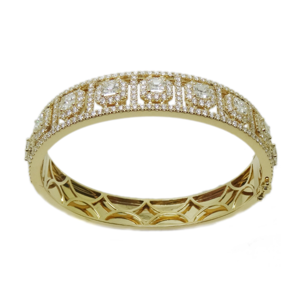 18K Yellow Gold Diamond Bangle Bracelet Hildgund Honolulu, HI
