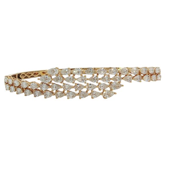 18K Yellow Gold Diamond Cluster Bangle Hildgund Honolulu, HI