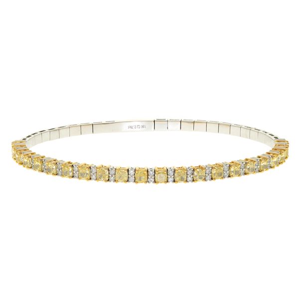 14K Two-Tone Yellow Diamond & Round Diamond Tennis Bracelet Hildgund Honolulu, HI