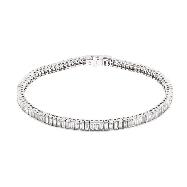 14K White Gold Baguette Diamond Tennis Bracelet Hildgund Honolulu, HI