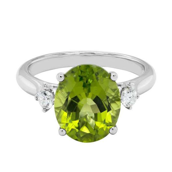 14K White Gold Peridot Diamond Ring Hildgund Honolulu, HI