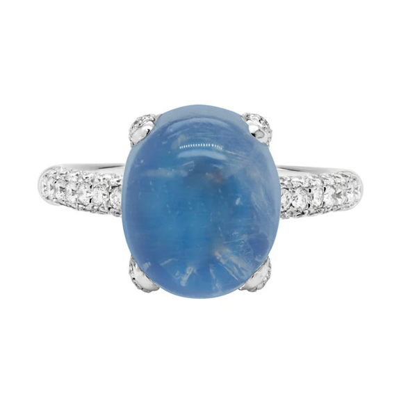14K White Gold Moonstone Diamond Ring Hildgund Honolulu, HI