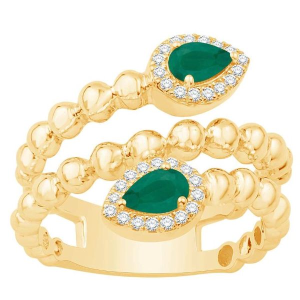 14K Yellow Gold Emerald Diamond Ring Hildgund Honolulu, HI