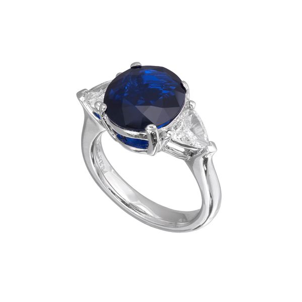 Platinum Blue Sapphire & Diamond Ring Hildgund Honolulu, HI