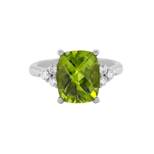 14K White Gold Peridot & Diamond Ring Hildgund Honolulu, HI