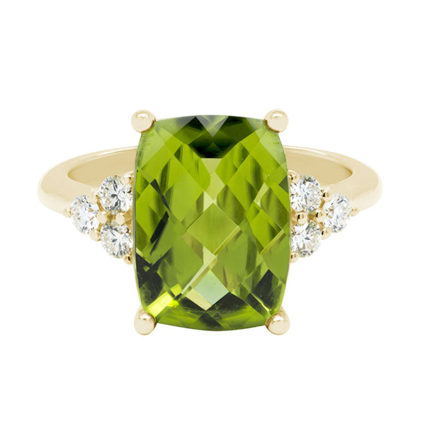 14K Yellow Gold Peridot and Diamond Ring Hildgund Honolulu, HI
