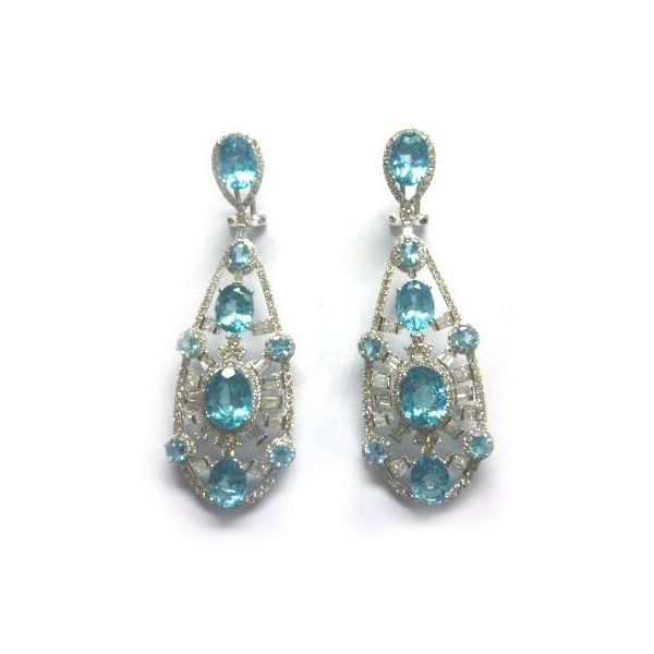 18K White Gold Apatite & Diamond Chandelier Earrings Hildgund Honolulu, HI