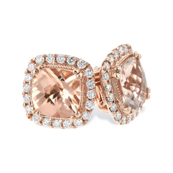 14K Rose Gold Morganite Diamond Earrings Hildgund Honolulu, HI