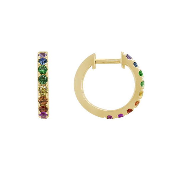 14K Yellow Gold Multicolor Sapphire Cuff Earrings Hildgund Honolulu, HI
