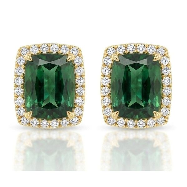 18K Yellow Gold Tourmaline Diamond Earrings Hildgund Honolulu, HI