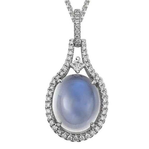 14K White Gold Moonstone Diamond Pendant Hildgund Honolulu, HI