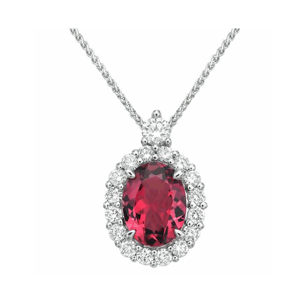 14K White Gold Pink Tourmaline Diamond Pendant Hildgund Honolulu, HI