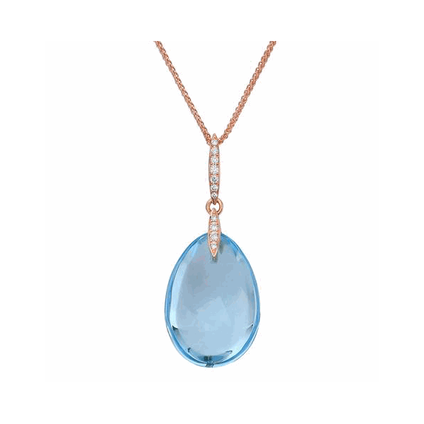 18K Rose Gold Blue Topaz Diamond Pendant Hildgund Honolulu, HI