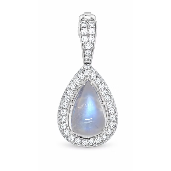 18K White Gold Moonstone and Diamond Pendant Hildgund Honolulu, HI