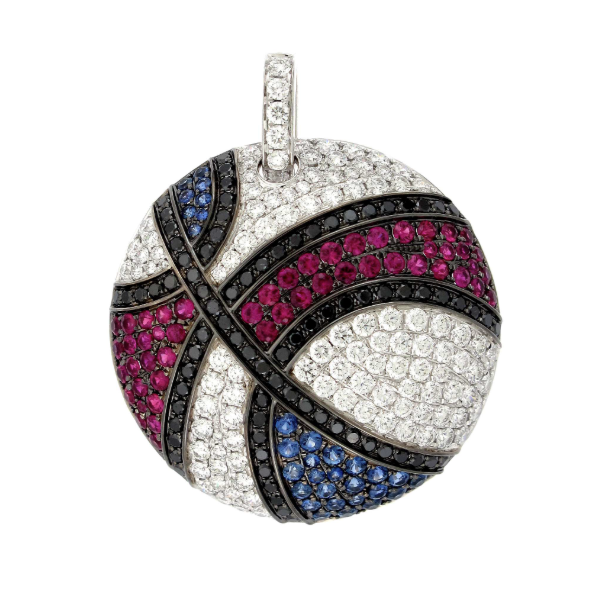 18K White Gold Basketball Pendant Hildgund Honolulu, HI
