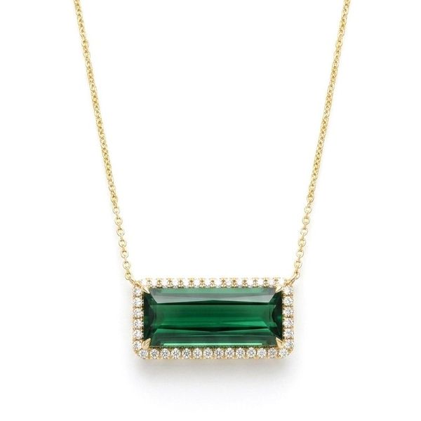 18K Yellow Gold Green Tourmaline & Diamond Necklace Hildgund Honolulu, HI