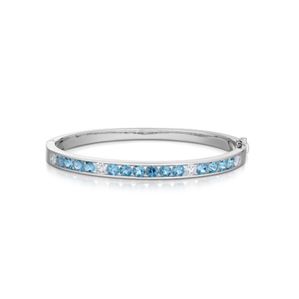 18K White Gold Aquamarine Diamond Bracelet Hildgund Honolulu, HI