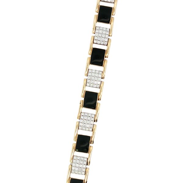 14K Gold Onyx & Diamond Link Bracelet Hildgund Honolulu, HI