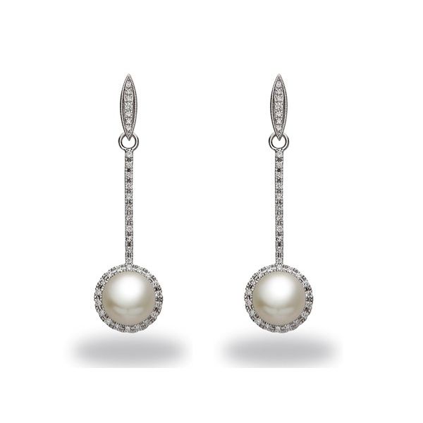 14K White Gold South Sea Pearl Diamond Earrings Hildgund Honolulu, HI