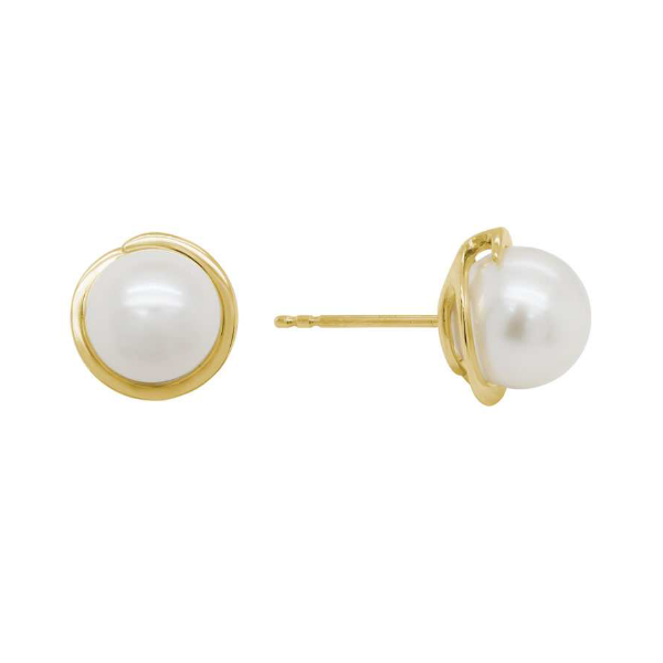 14K Yellow Gold Freshwater Pearl Earrings Hildgund Honolulu, HI
