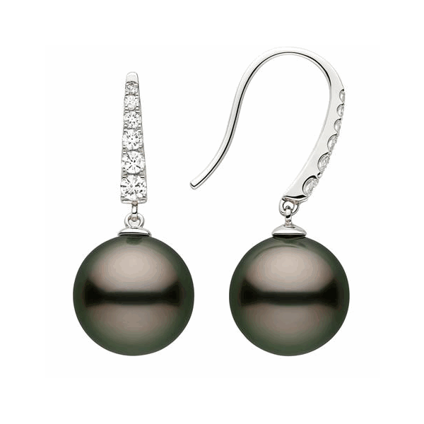 14K White Gold Tahitian Pearl Earrings Hildgund Honolulu, HI