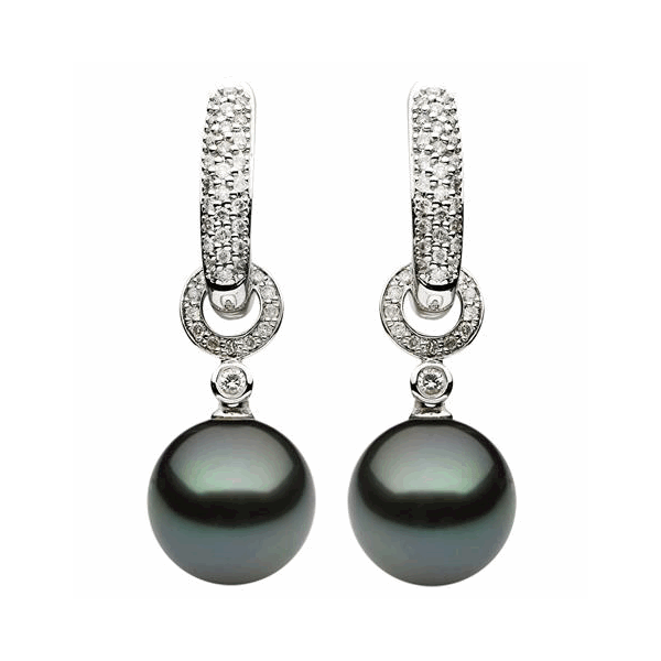 18K White Gold Tahitian Pearl Earrings Hildgund Honolulu, HI