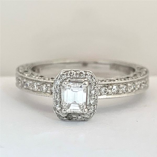 Emerald Cut Halo Engagement Ring Hingham Jewelers Hingham, MA