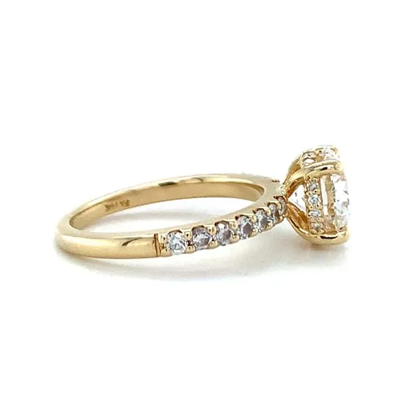 Estate Accented Solitaire Hidden Halo Engagament Ring