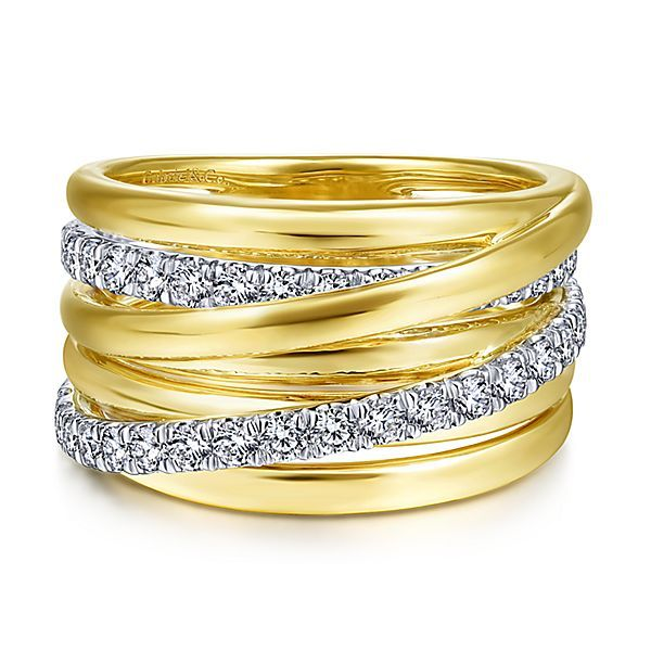 Two tone wide stacking ring with diamonds Hingham Jewelers Hingham, MA