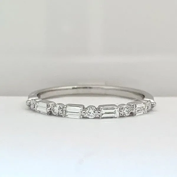 Baguette and Round Diamond Stacking Ring Hingham Jewelers Hingham, MA