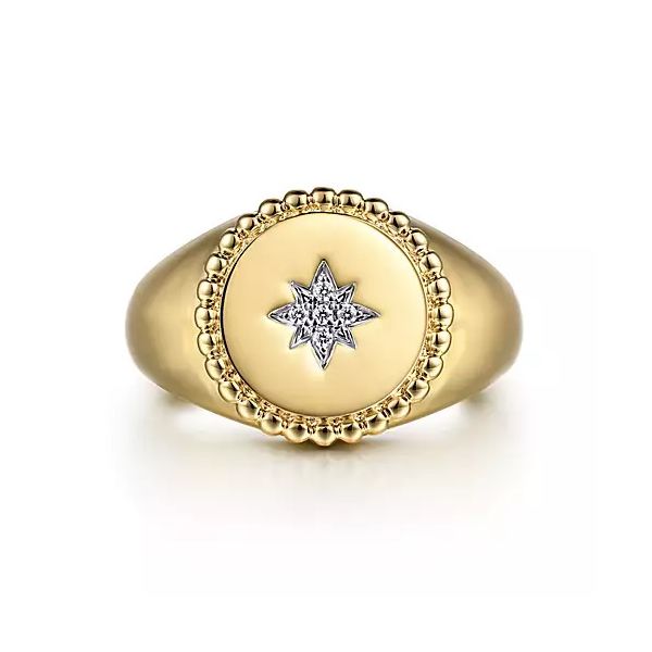 Round Diamond Starburst Signet Ring Hingham Jewelers Hingham, MA
