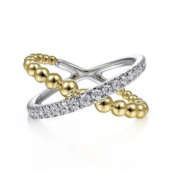 Beaded and Diamond Criss-Cross Ring Hingham Jewelers Hingham, MA