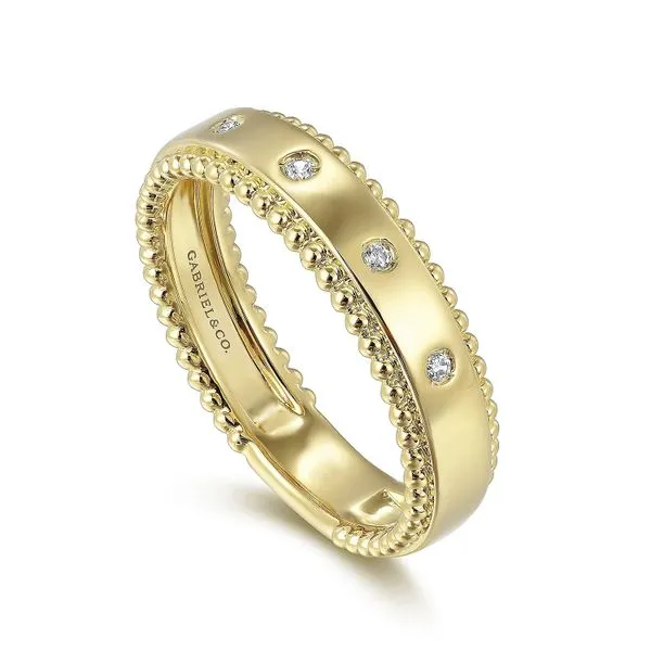 Wide Beaded Diamond Stacking Ring Image 2 Hingham Jewelers Hingham, MA