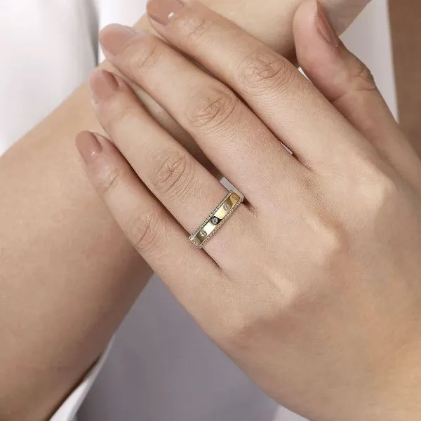 Wide Beaded Diamond Stacking Ring Image 3 Hingham Jewelers Hingham, MA