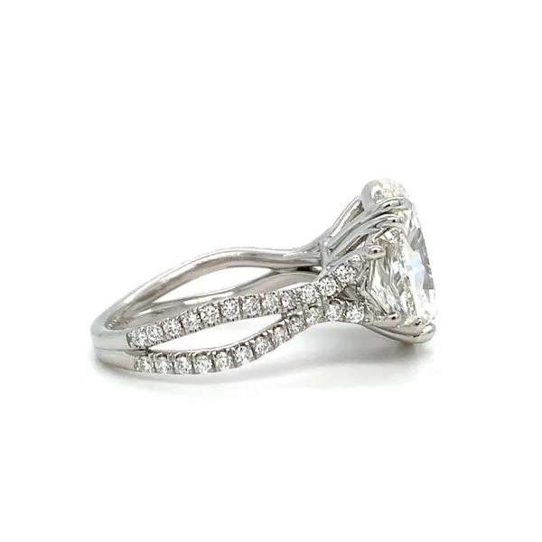 Three-Stone Oval and Cadillac Diamond Ring Image 2 Hingham Jewelers Hingham, MA
