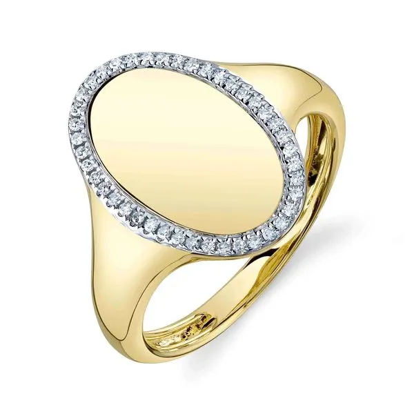 Oval Signet Ring with Diamond Pave Hingham Jewelers Hingham, MA