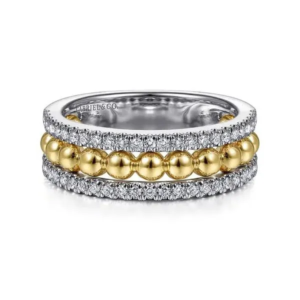 Wide Diamond Beaded Stackable Band Hingham Jewelers Hingham, MA