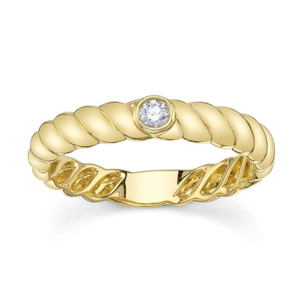 Diamond Bezel Ribbed Band Image 2 Hingham Jewelers Hingham, MA