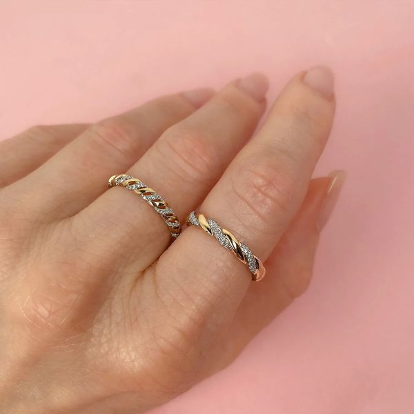 Diamond Pave Twisted Stackable Band Image 2 Hingham Jewelers Hingham, MA