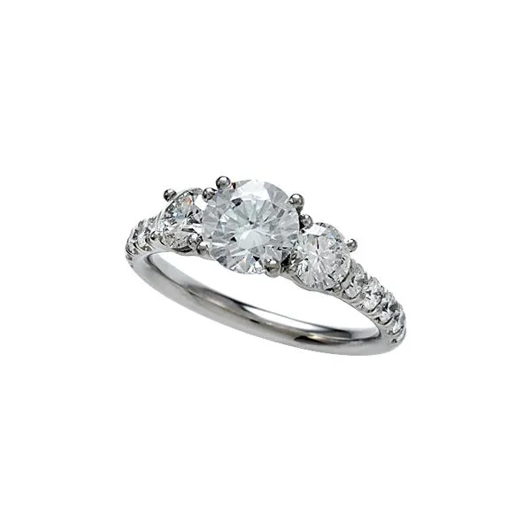 Accented Three Stone Semi-Mount Engagement Ring Hingham Jewelers Hingham, MA